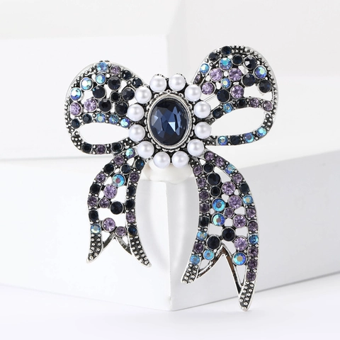 Spilla Fiocco In Lega Vintage Con Strass E Künstliche Perle Sintetiche Elegante Accessorio Corsage Gioielli Da Donna Banchetto Festa