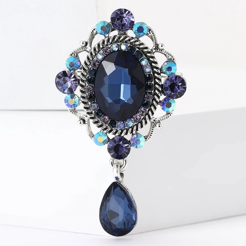 Spilla Vintage Barocca in Lega per Donna Stile di Corte di Lusso con Strass Intarsiati Ciondolo a Goccia d'Acqua Gioielli per Abbigliamento