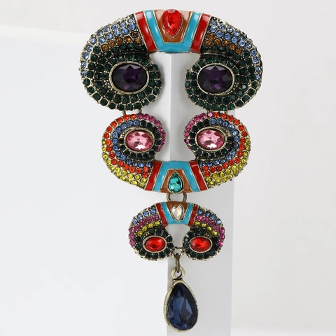 Spilla in Lega con Strass Vintage Bohémien per Donna Design a Volute in Smalto Multicolore Grande Spilla da Risvolto Gioielli Accessori