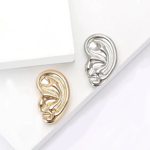 Creative Ear Shaped Alloy Brooch Minimalist Electroplated Metal Pin For Men Women Suit Coat Decoration Accessories Jewelry