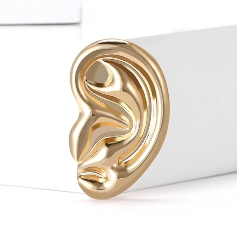 Creative Ear Shaped Alloy Brooch Minimalist Electroplated Metal Pin For Men Women Suit Coat Decoration Accessories Jewelry