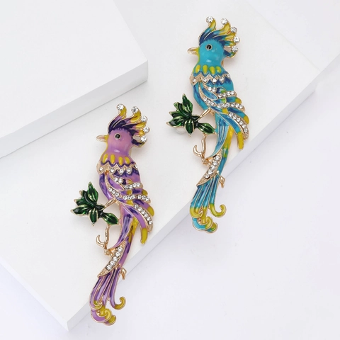 Spilla a Forma di Pappagallo in Lega di Smalto Creativa Animale Strass Goccia d'Olio Pin per Abito Cappotto Unisex Gioielli