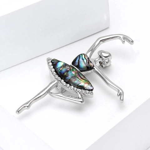 Broche de Bailarina de Ballet Elegante de Aleación con Concha de Abulón y Diamantes de Imitación Joyería Artística Regalo Mujer