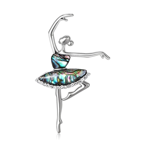 Broche de Bailarina de Ballet Elegante de Aleación con Concha de Abulón y Diamantes de Imitación Joyería Artística Regalo Mujer