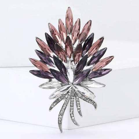 Elegante Spilla a Forma di Fiore in Lega con Cristalli Marquise per Donna Spilla per Abito di Lusso Gioielli di Moda per Matrimonio Festa