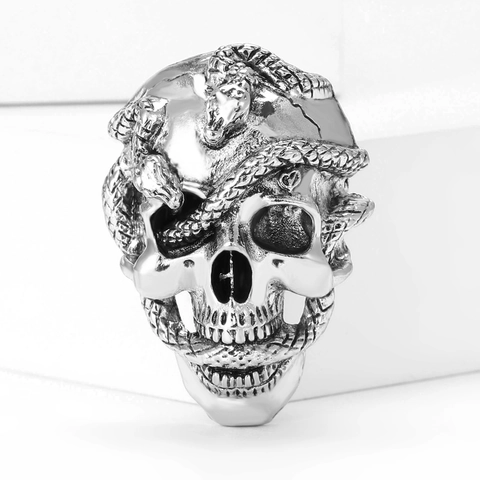 Spilla Vintage Gothic in Lega a Forma di Teschio e Serpente per Uomo Donna Halloween Retro Punk Scheletro Corsage Accessori Abbigliamento