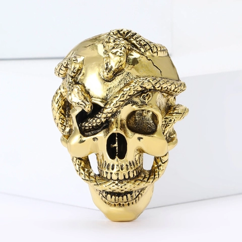 Retro Legering Schedel Slang Brosje Gotisch Punk Halloween Pin Voor Mannen Vrouwen Creatieve Cardigan Jas Corsage Sieraden Accessoires
