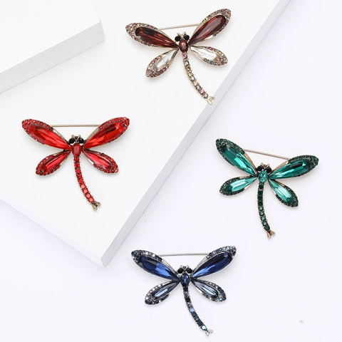 Vintage Legierung Strass Libelle Brosche Für Damen Exquisite Luxus Insekt Brosche Pin Für Anzüge Mäntel Mode Schmuck Geschenk