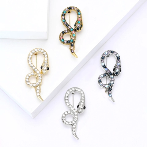 Vintage Legering Strass Slang Broche Voor Dames Heren Gepersonaliseerde Creatieve S-Vormige Dierlijke Speld Trendy Sieraden Cadeau