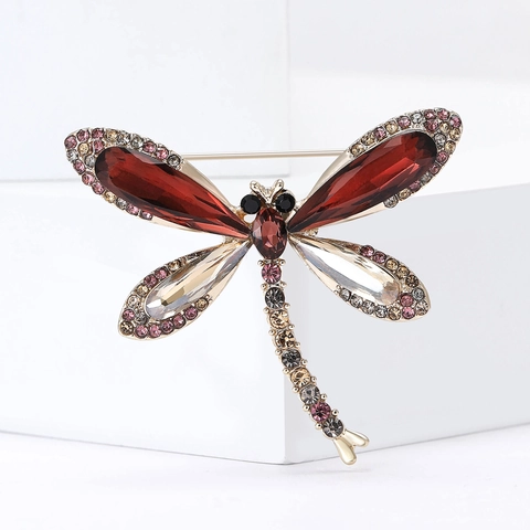 Vintage Legierung Strass Libelle Brosche Für Damen Exquisite Luxus Insekt Brosche Pin Für Anzüge Mäntel Mode Schmuck Geschenk