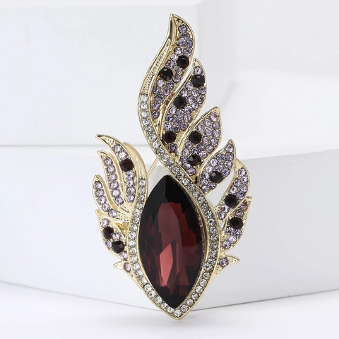 Spilla in Lega con Strass a Forma di Piuma Vintage per Donna Elegante Corpetto a Forma di Ala Accessorio per Abbigliamento Raffinato Gioielli Regalo