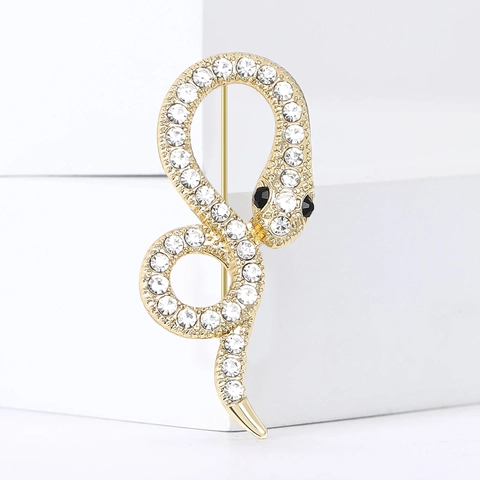 Vintage Legering Strass Slang Broche Voor Dames Heren Gepersonaliseerde Creatieve S-Vormige Dierlijke Speld Trendy Sieraden Cadeau