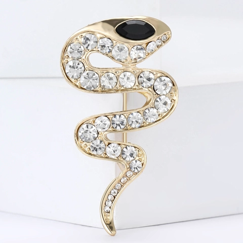 Squisita Spilla a Forma di Serpente in Lega con Strass per Uomo e Donna Moda Animale Spilla Intarsiata Gioielli