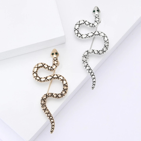 Spilla a Serpente in Lega Vintage per Uomo Donna Strass Occhio Verde Animale Spilla da Bavero per Abito Camicia Gioielli Retrò Accessorio