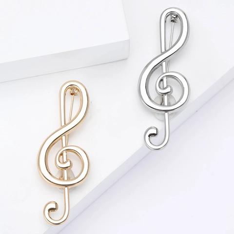 Fashion Legierung Violinschlüssel Musiknote Brosche Pin Für Damen Herren Glatt Galvanisiert Künstlerischer Schmuck Für Anzug