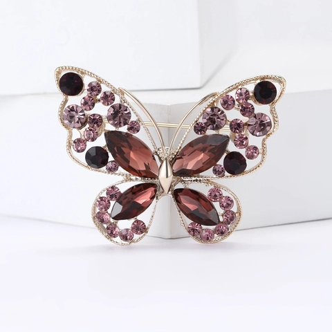 Exquise Broche Papillon en Alliage Ajouré Incrustée de Strass Corsage pour Femmes Accessoires Mode Bijoux Vêtements Épingles Cadeau