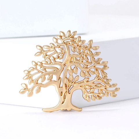 Creative Alloy Smooth Fortune Tree Brooch Exquisite Versatile Unisex Suit Sweater Corsage Pin Tree Of Life Fashion Jewelry Accessories