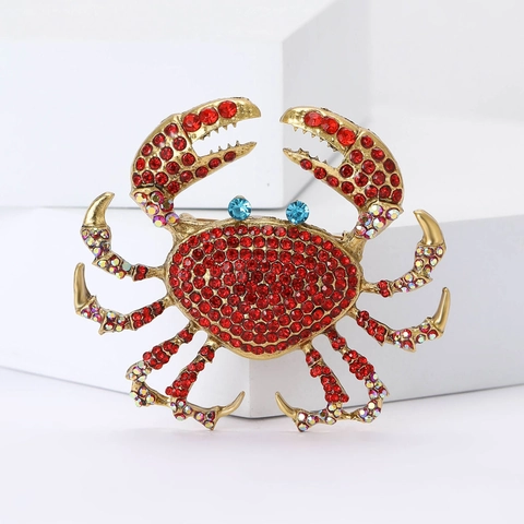 Mode Legierung Strass Krabbe Brosche Für Damen Herren Kreative Tier Revers Pin Anzug Corsage Schmuck Tägliche Party Dekoration