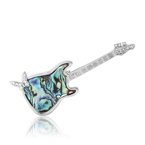 Spilla a Forma di Chitarra in Lega Vintage con Conchiglia di Abalone per Uomo Donna Farfalla di Strass Gioielli Pin da Bavero