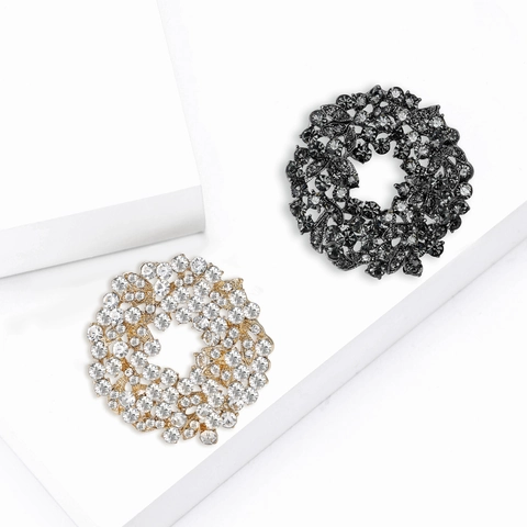 Spilla a Ghirlanda in Lega di Strass Vintage per Donna Lussuosa Spilla da Petto Floreale Decorazione per Cappotto Abito High End Gioielli