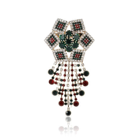 Broche à Franges Étoile en Alliage Vintage avec Strass Multicolores Base Or Élégante Broche Fleur Géométrique pour Bijoux Femme