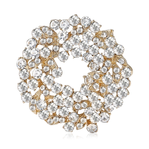 Spilla a Ghirlanda in Lega di Strass Vintage per Donna Lussuosa Spilla da Petto Floreale Decorazione per Cappotto Abito High End Gioielli