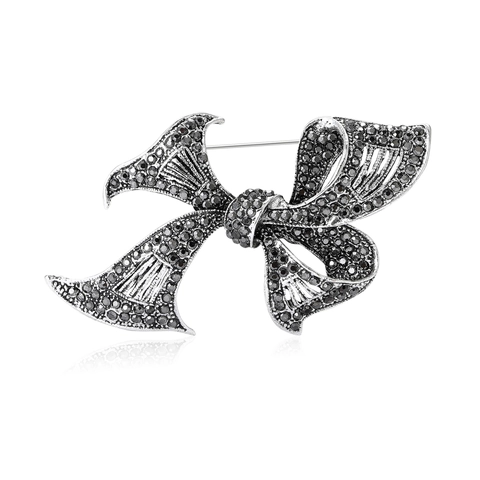 Vintage Legierung Schleifenbrosche Exquisite Strassstein Eingelegte Korsagennadel Für Damen Elegante Mode Bekleidungszubehör Schmuck
