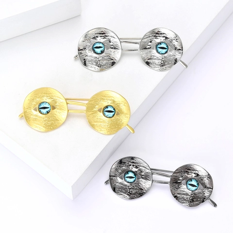Broche de Aleación de Esmalte Creativo Vintage Forma de Gafas para Hombre Mujer Pin de Abrigo de Traje Joyería Ojo Turco