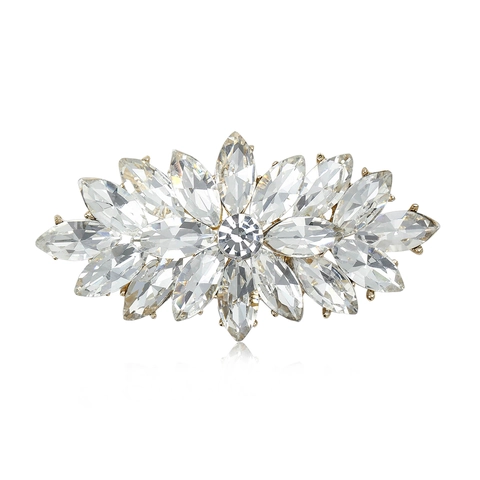 Vintage Palace Style Alloy Rhinestone Brooch Elegant Luxury Flower Shape Corsage For Women Suit Accessories Wedding Jewelry Gift