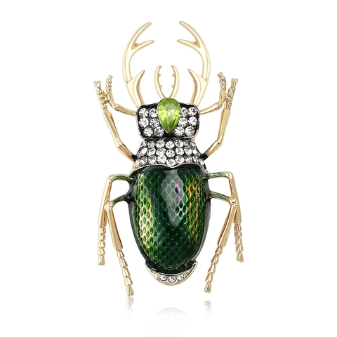Legierung Emaille Käfer Brosche Für Damen Herren Vintage Bockkäfer Insekt Strass Eingelegt Abzeichen Pin Schmuck Geschenk