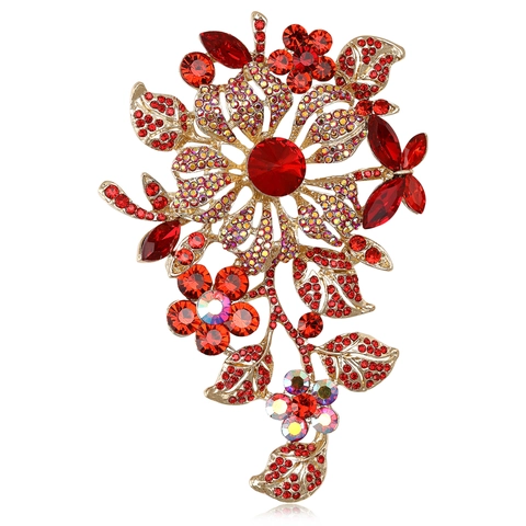 Large Vintage Elegant Alloy Flower Butterfly Brooch Inlaid Rhinestone Luxury Costume Jewelry Pin Brooch For Women Dressing