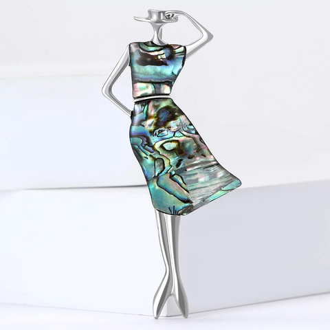 Vintage Legierung Muschel Eingelegte Frauen Silhouette Brosche Nadel Für Damen Mode Elegante Hut Dame Figur Brosche Kleid Schmuck