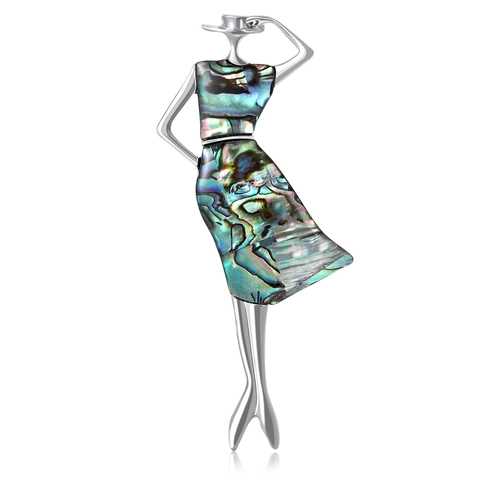 Vintage Legierung Muschel Eingelegte Frauen Silhouette Brosche Nadel Für Damen Mode Elegante Hut Dame Figur Brosche Kleid Schmuck