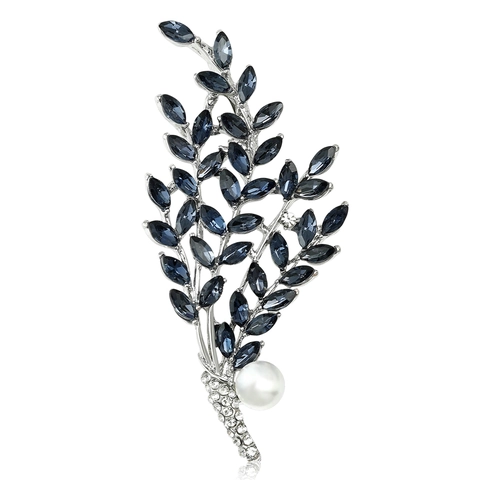 Elegant Alloy Floral Branch Brooch For Women With Rhinestones And Artificial Pearl Vintage Bouquet Clothing Accessories