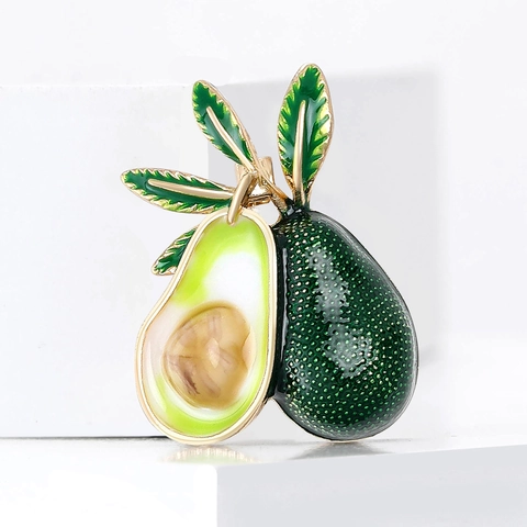 Simpatica Spilla Avocado in Smalto per Donna Spilla da Bavero a Forma di Frutta in Lega Gioielli di Moda per Cappotto Camicia Semplice Spilla di Frutta