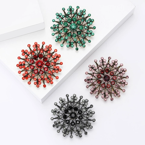 Luxus Legierung Strass Sonnenblume Brosche Vintage Blume Broschen Für Damen Mode Kleidung Dekorative Anstecknadeln Schmuck