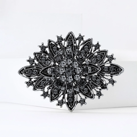 Vintage Legierung Strass Blume Brosche Für Damen Elegant Kristall Sonnenstrahl Badge Braut Corsage Zubehör Schmuck Pin Geschenk