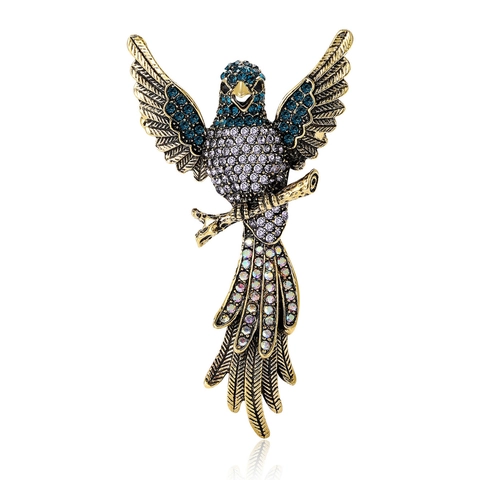 Vintage Legierung Fliegender Vogel Brosche Mit Bunten Strass Eingelegt Elegante Tierform Pin Für Anzug Hemd Mantel Damen Herren