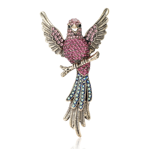 Vintage Legierung Fliegender Vogel Brosche Mit Bunten Strass Eingelegt Elegante Tierform Pin Für Anzug Hemd Mantel Damen Herren