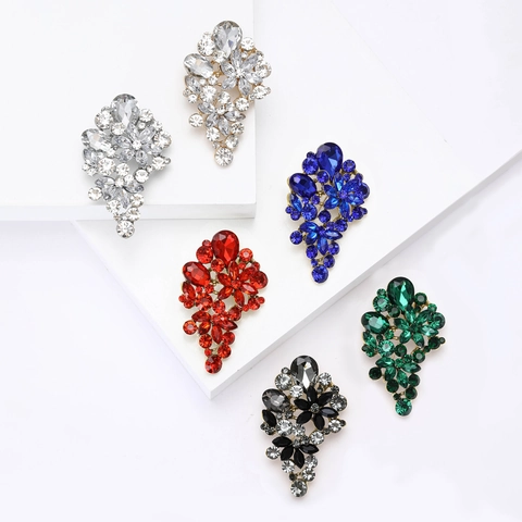 Vintage Luxury Alloy Rhinestone Flower Cluster Brooch Pin For Women Gold Silver Plated Crystal Floral Corsage Banquet Wedding Jewelry