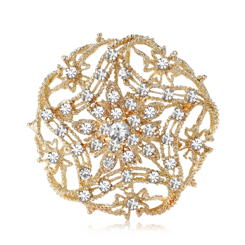 Vintage Runde Ausgehöhlte Blumen Brosche Für Damen Legierung Strass Floral Anzug Hemd Reversnadel Elegante Modeschmuck Geschenk
