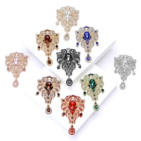 Spilla in Lega con Strass Stile Vintage Palazzo Grande Ciondolo a Goccia Barocco Spilla da Balia alla Moda Gioielli Regalo Donna