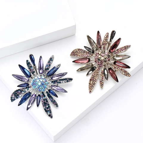 Spilla a Girasole in Lega Vintage con Strass Elegante Spilla a Fiore per Donna Abbigliamento Quotidiano Vestito Accessorio Gioielli