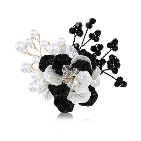Elegante Spilla a Fiore in Lega con Strass per Donna Con Perla Artificiale Spilla da Corsetto Floreale Dolce Fatta a Mano Accessori Moda