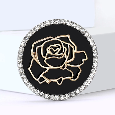 Spilla Elegante in Lega con Strass a Forma di Rosa Tonda Svuotata per Donna Accessorio per Abito Floreale Gioielli Sposa