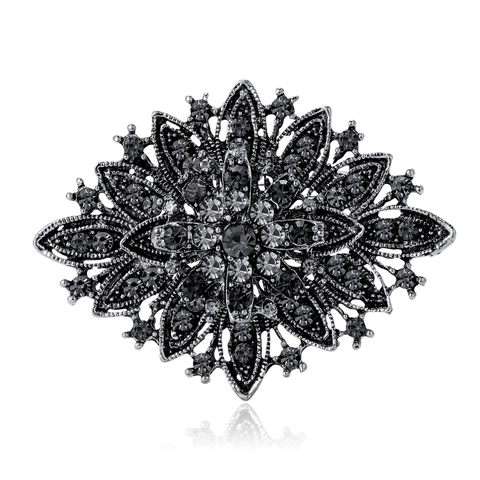 Spilla Floreale in Lega con Strass Vintage di Lusso per Donna Elegante Accessorio Corpetto Matrimonio Sposa Gioielli di Moda Regalo