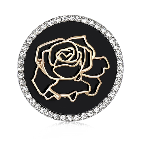 Spilla Elegante in Lega con Strass a Forma di Rosa Tonda Svuotata per Donna Accessorio per Abito Floreale Gioielli Sposa