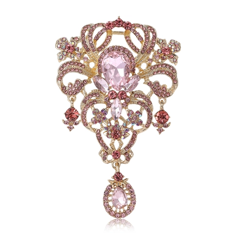 Spilla in Lega con Strass Stile Vintage Palazzo Grande Ciondolo a Goccia Barocco Spilla da Balia alla Moda Gioielli Regalo Donna