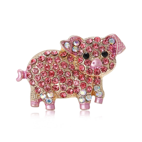 Simpatica Spilla a Forma di Maiale in Lega con Strass Rosa Spilla Creativa a Forma di Animale in Smalto per Donna Cappotto Cardigan