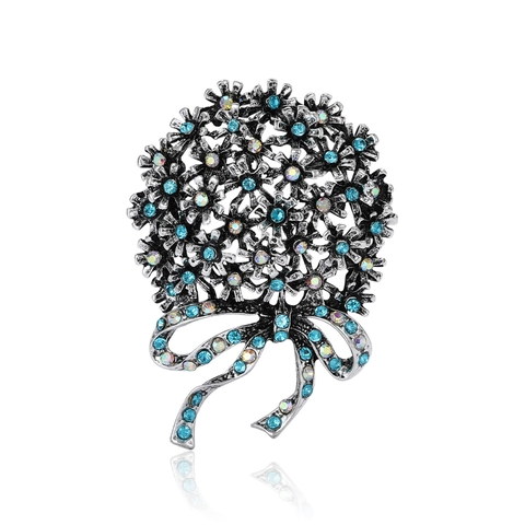 Vintage Legierung Strass Hortensie Blume Brosche Für Damen Eleganter Schleifen Anstecknadel Mode Kleidung Zubehör Schmuck